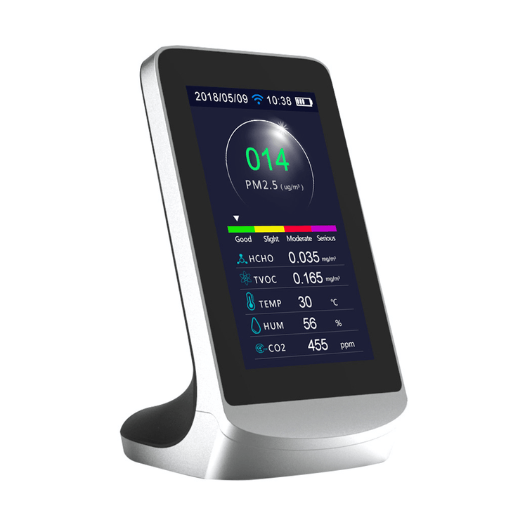 Dm72B-Wifi Air Quality Detector WIFI Infrared Carbon Dioxide CO2 Dust PM2.5 PM1.0 PM10 HCHO TVOC Detectors Instrument Compatible with Tuya - MRSLM