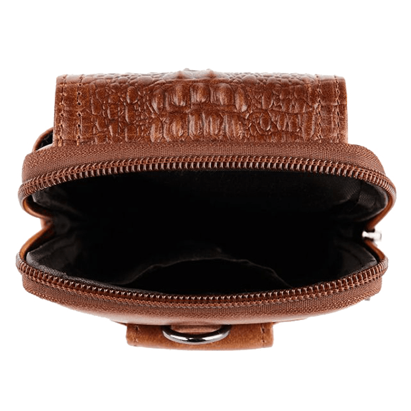 Croc Embossed Leather 6In Phone Pouch Belt Hip Bum Bag for Men - MRSLM