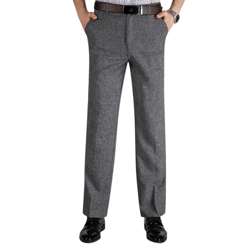 Men'S Business Cotton Thin High Rise Loose Zipper Fly Casual Dress Pants - MRSLM