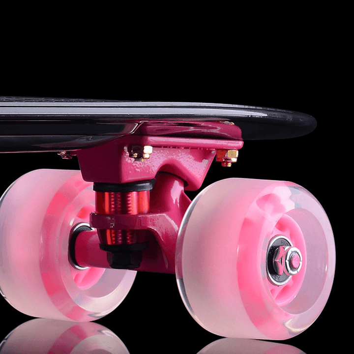 58X15Cm Cruiser Skateboard with ABEC-7 Bearing&Flashing Wheels Non-Slip Fish Board for Beginner＆Professional - MRSLM