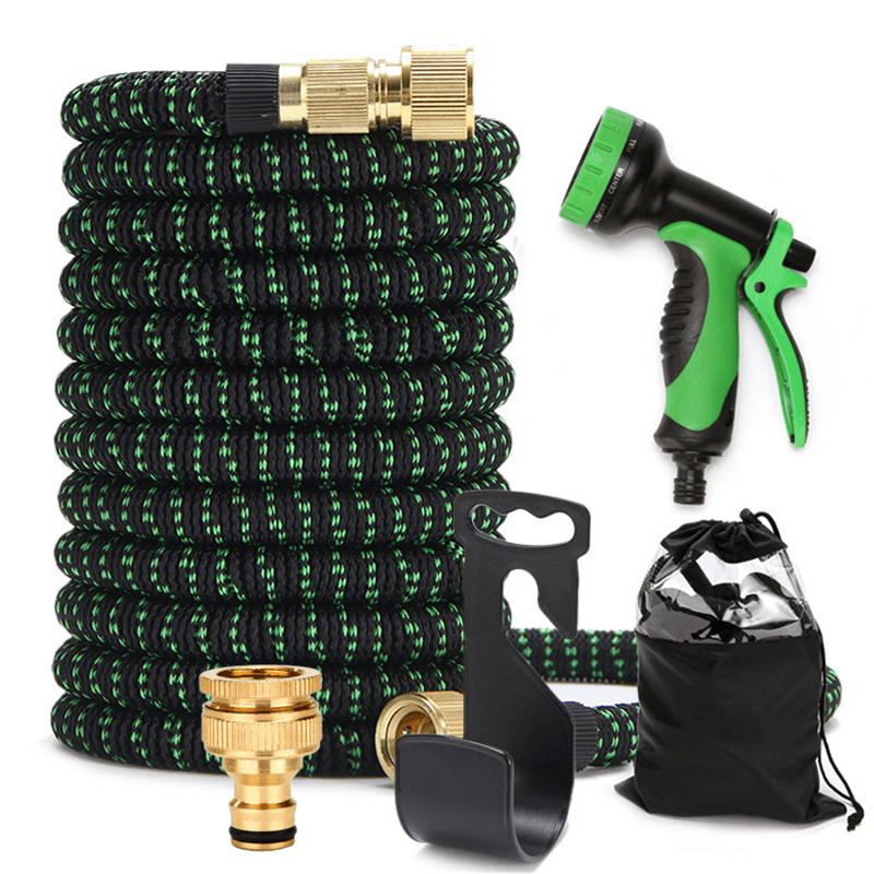 Expandable Flexible Garden Hose Retractable Kink Free Collapsible Lightweighta Water Hose with 3/4" Brass Fittings Function Sprayer Nozzle - MRSLM