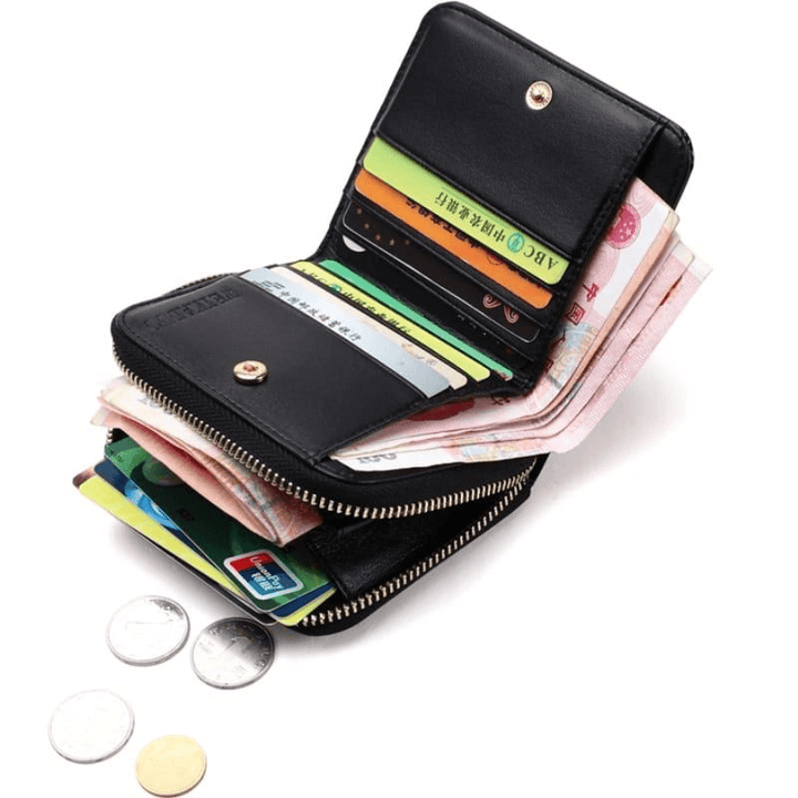 Women Stylish PU Leather Multi-Slots Short Wallet Card Holde - MRSLM