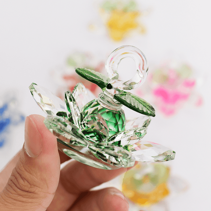 Transparent Chirstmas Tree Hanging Ornaments 60Mm Crystal Glass Lotus Miniature Figurine Home Decorations - MRSLM