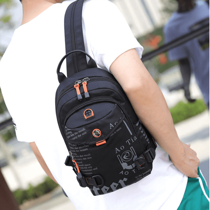 Men Fashion Large Nylon Waterproof Backpack Chest Bag - MRSLM