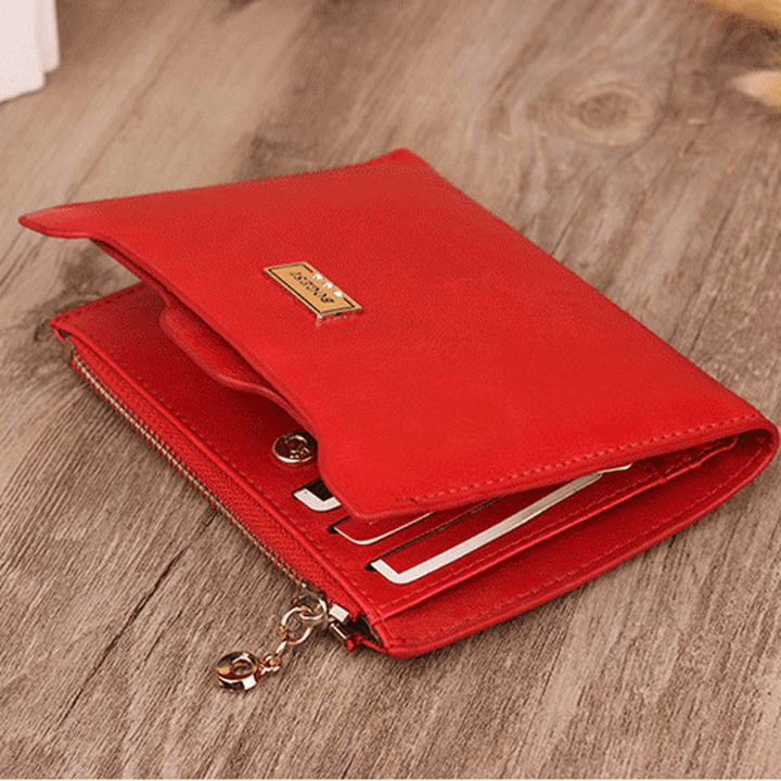 Women Genuine Leather Wallet Small Zipper Pu Leather Coin Card Holder Purse - MRSLM