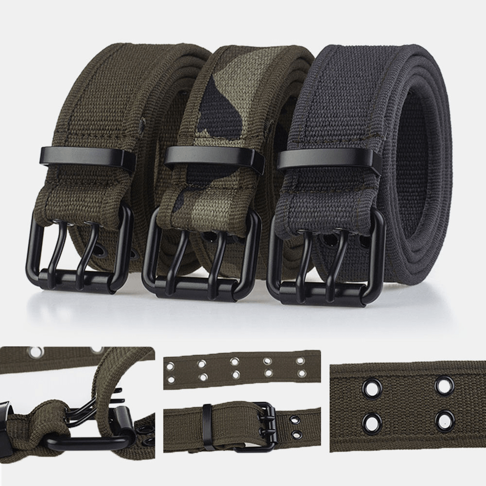 Men Canvas Camouflage Braided 110Cm Pin Buckle Wear-Resistant Outdoor Training Tactical Belts - MRSLM