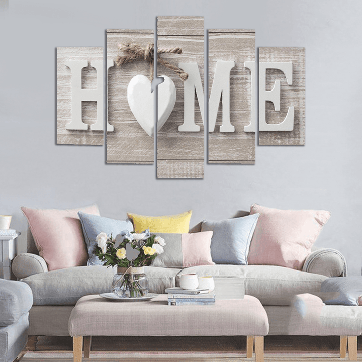 5 Panels Love HOME Wall Art Print Pictures Canvas Wall Art Prints Unframed for Home Decorations - MRSLM