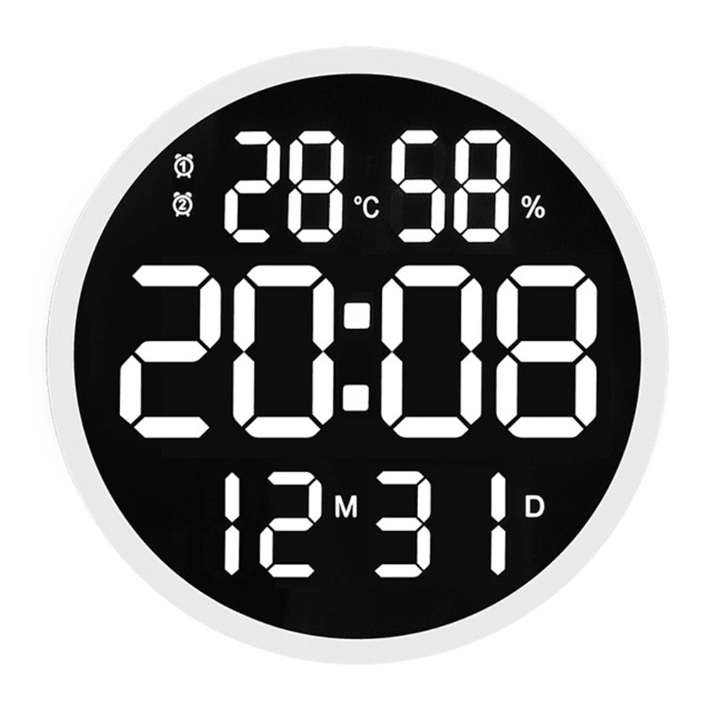 12 Inch LED Wall Clock Luminous Large Clock Mute Digital Temperature and Humidity Electronic Clock Modern Design Living Room Decoration - MRSLM