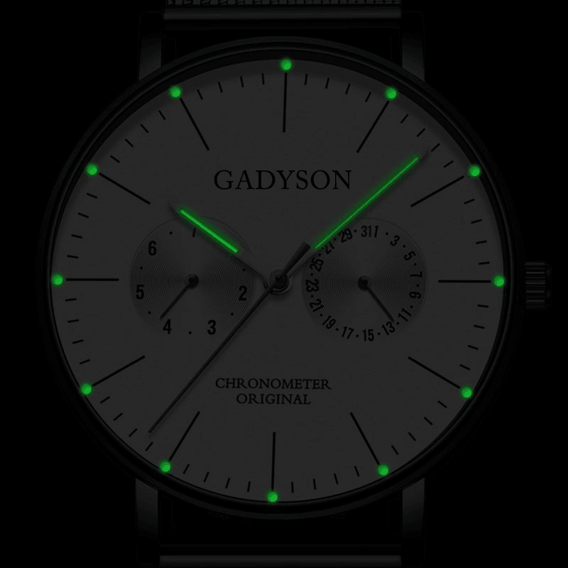 GADYSON A0101 Fashion Men Watch Luminous Display Metal Mesh Belt Business Ultra-Thin Quartz Watch - MRSLM