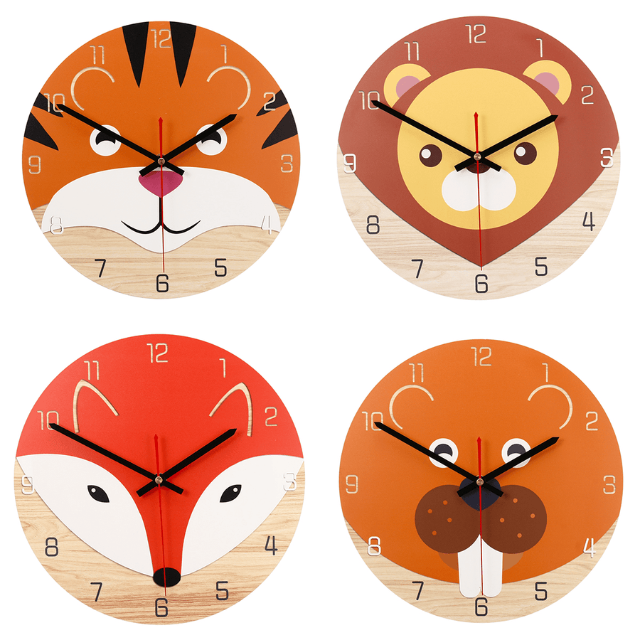 28Cm Animal Mute round Wall Clock Modern Home Living Room Kitchen Watch Decor - MRSLM