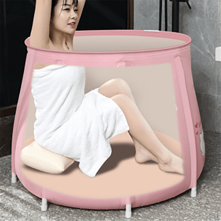 Portable Bathtub Folding Bath Bucket Foldable Large Adult Tub Baby Swimming Pool Insulation Separate Family Bathroom SPA Tub with Lid - MRSLM