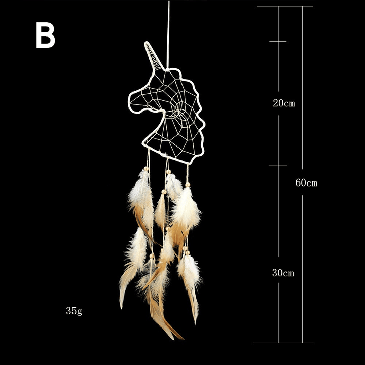 Unicornio Pendant Feather Dream Catcher Indian Crafts Wall Hanging Large Wind Chimes Dream Catcher Decorations - MRSLM