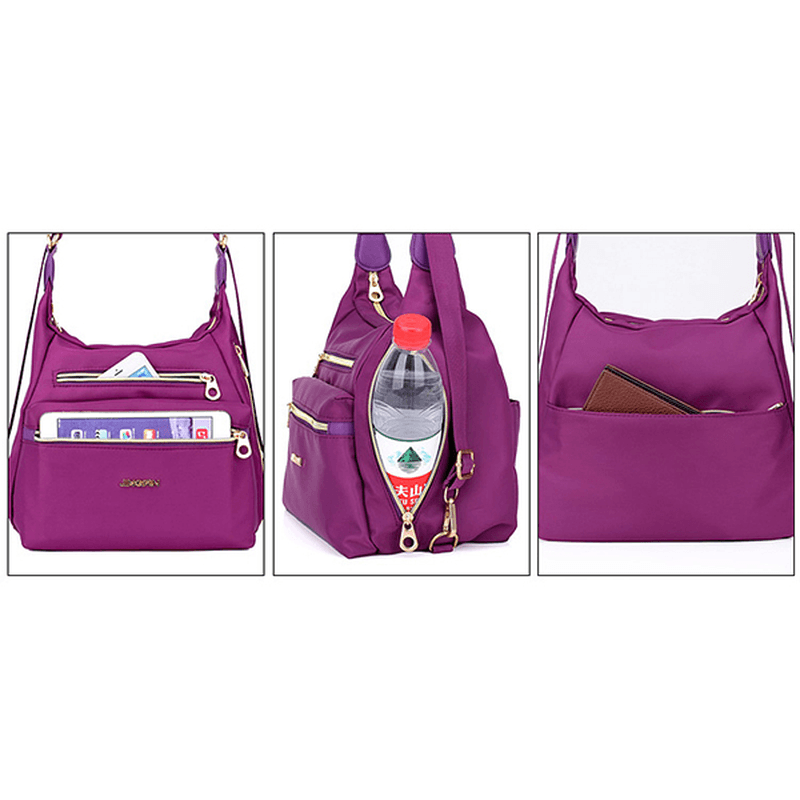 Women Nylon Waterproof Double-Sided Crossbody Bag Multifunctional Shoulder Bag Backpack - MRSLM