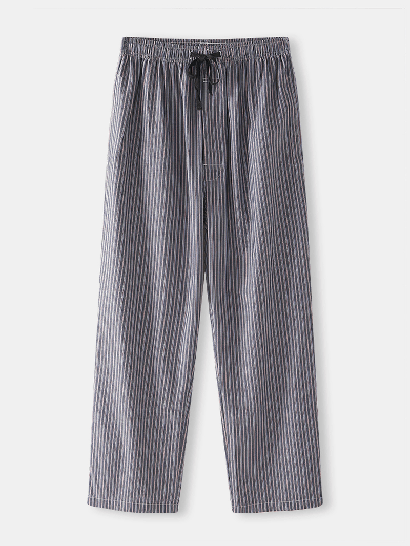 Mens Stripe Drawstring Pocket Home Casual Pajamas Pants - MRSLM