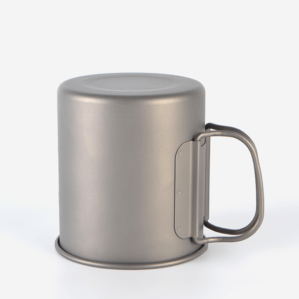 Campleader 375Ml Folding Cup Titanium Portable Drinking Water Mug Outdoor Camping Picnic BBQ Tableware - MRSLM