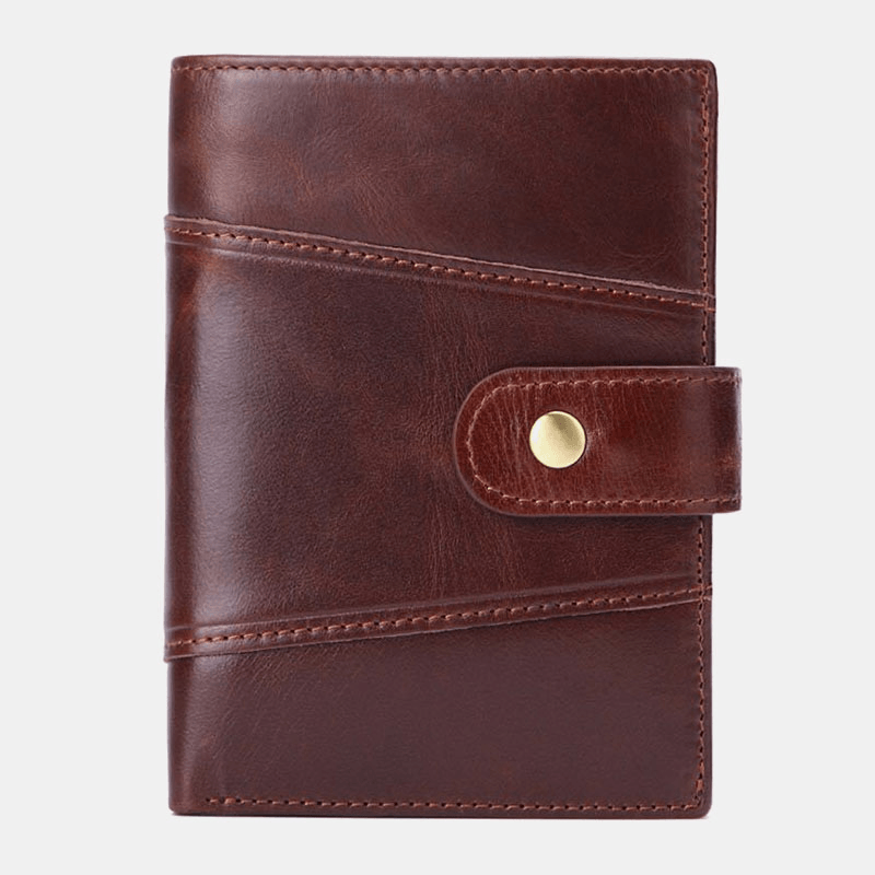 Men Genuine Leather Retro Business RFID Anti-Theft Multi-Slot Leather Cowhide Card Holder Wallet - MRSLM