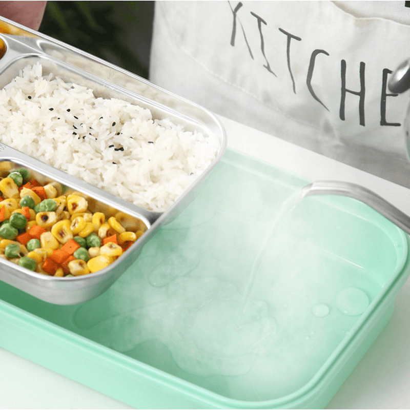 304 Stainless Steel Insulated Bento Lunch Box Leak-Proof with 4 Compartments for Outdoor Camping Picnic - MRSLM