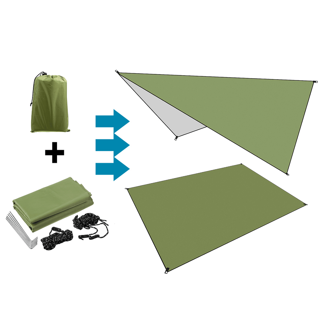 210D Oxford Fabric Army Green Moisture-Proof Tent Shelter Folding Awning Tarp Hammock Rain Sunshade Picnic Mat Outdoor Camping Trave - MRSLM