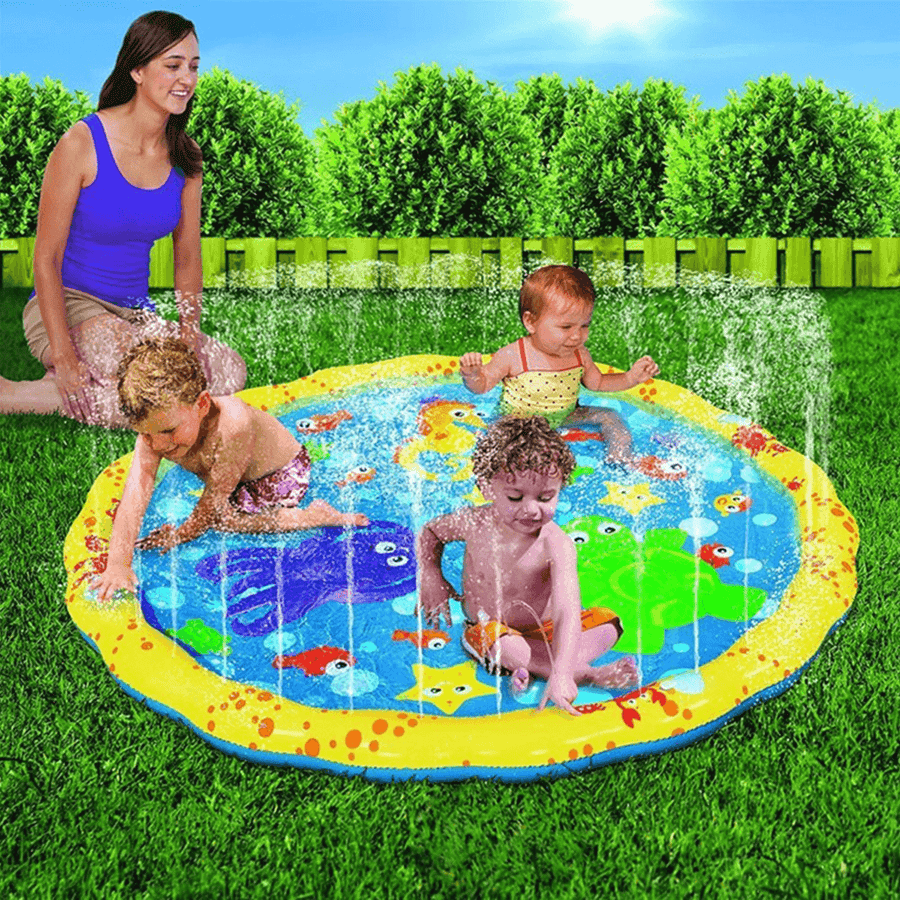 100CM Inflatable Children'S Lawn Splash Sprinkler Mat Play Pad with PVC Material for Outdoor - MRSLM