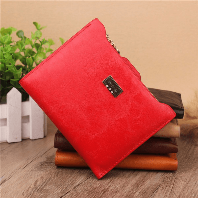 Women Genuine Leather Wallet Small Zipper Pu Leather Coin Card Holder Purse - MRSLM