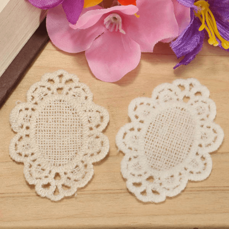 55X35Mm White Flower Polyester Embroidery Lace Trim DIY Sewing Needlework Accessories - MRSLM