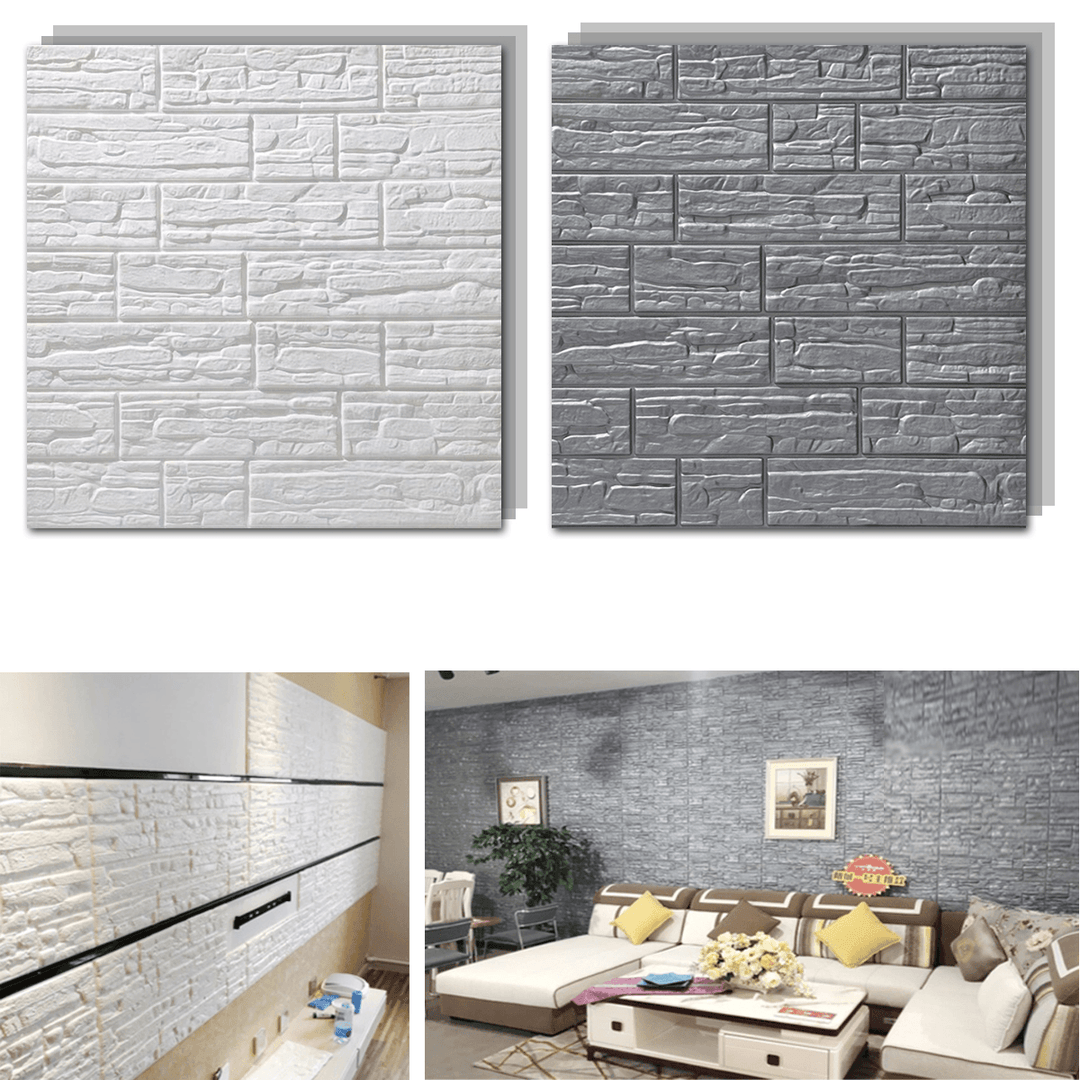 70X77Cm 3D Brick Wall Sticker Wallpaper Decor Foam Waterproof Wall Covering Wallpaper DIY Background - MRSLM