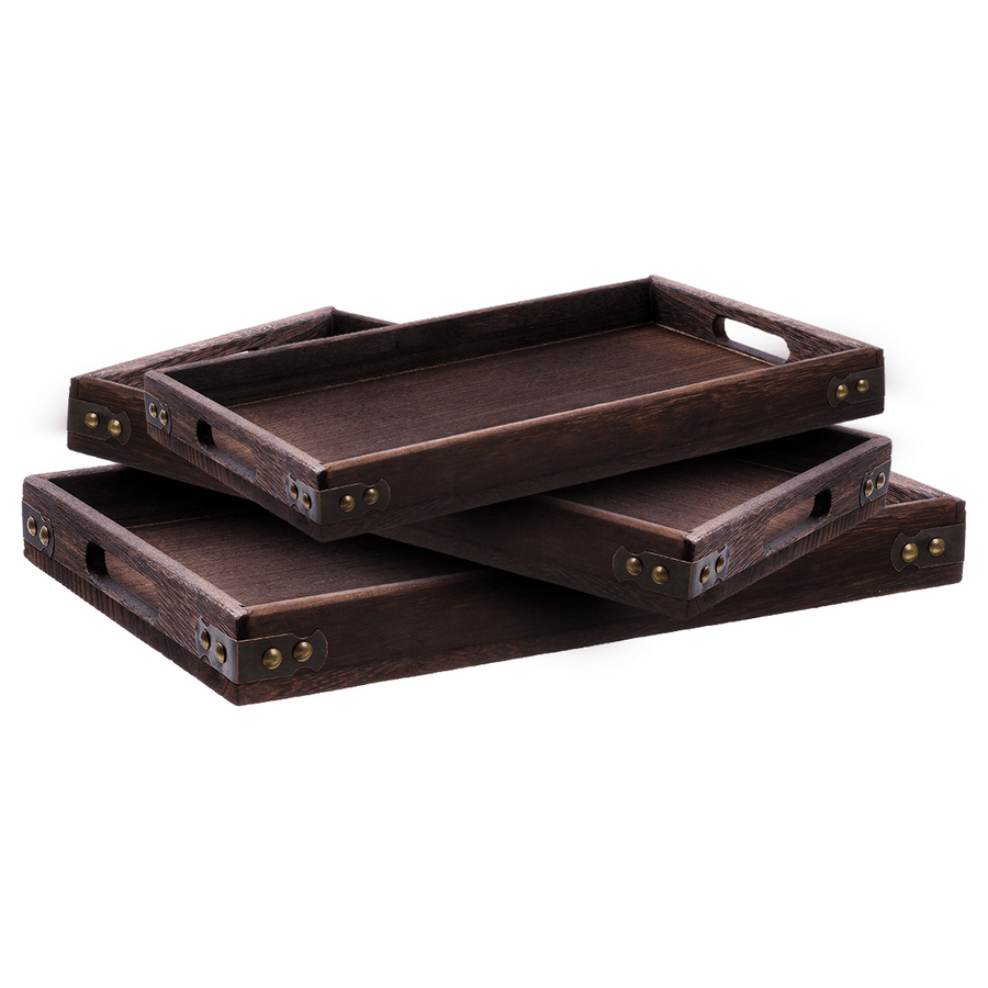 Rectangular Dinner Dessert Suppliers Solid Wood Tableware Retro for Breakfast Storage Tea Food Hotel Home Serving Tray - MRSLM