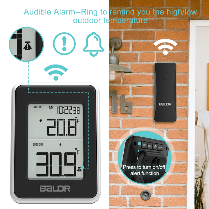 LCD Display Digital Wireless Indoor Outdoor Temperature Thermometer - MRSLM