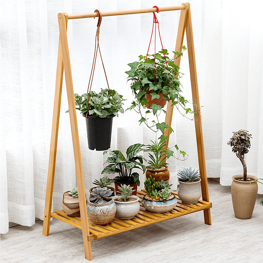 MUMAREN NZXGHJ Wooden Flower Stand Plant Display Balcony Garden Living Decoration 1/2 Layers - MRSLM