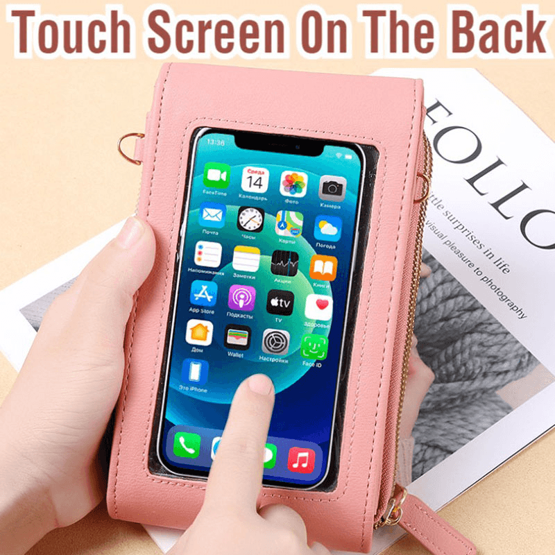 Women 6.5 Inch Touch Screen Bag RFID Clutch Bag Card Bag Large Capacity Multi-Pocket Crossbody Phone Bag - MRSLM