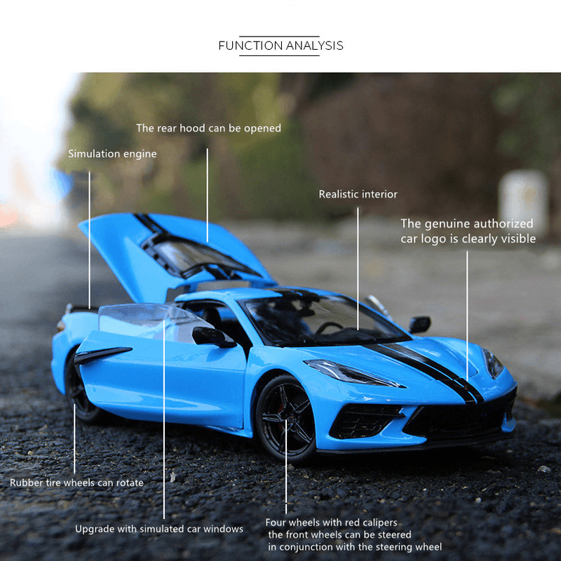 Simulation Alloy Car Model Metal Toy Car Chevrolet Corvette C8 Sports Car - MRSLM