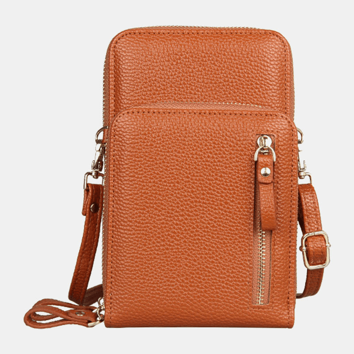 Women 8 Card Slots Solid Casual Phone Bag Crossbody Bag Shoulder Bag - MRSLM