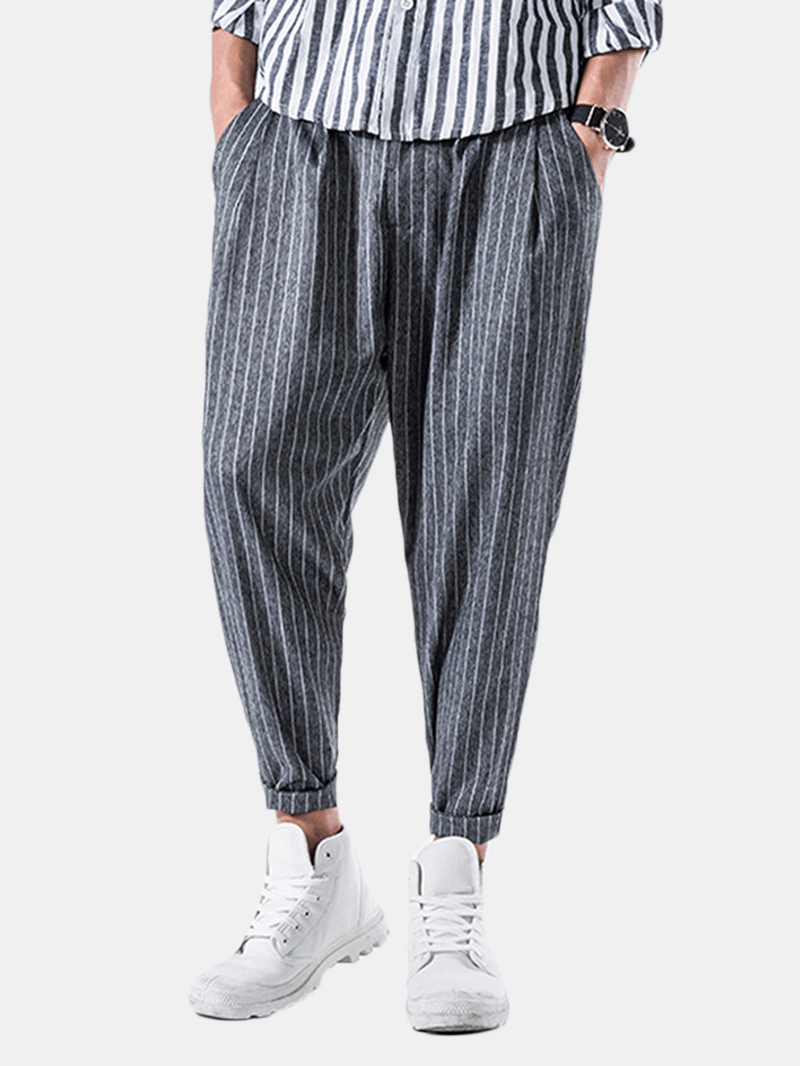 Striped Printed Cotton Harem Pants - MRSLM