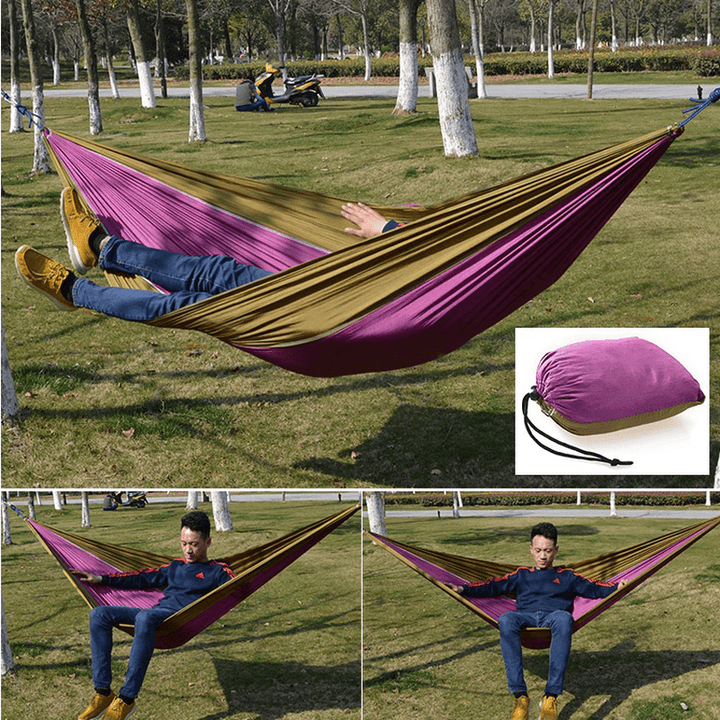 Outdoor Camping Hammock Parachute Cloth Lightweight Nylon Portable Hammock for 1-2 People 260 X 140CM - MRSLM