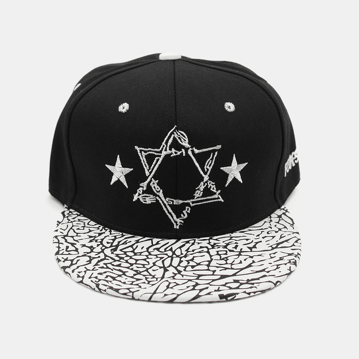 Unisex Star Letter Pattern Embroidery Cotton Flat Brim Hip Hop All-Match Baseball Cap - MRSLM