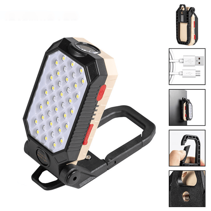 4-Modes COB T6 Leds Ultra Bright Foldable Camping Lamp Super Bright Portable Survival Lanterns with Magnet Bracket Outdoor Waterproof Emergency Work Light - MRSLM