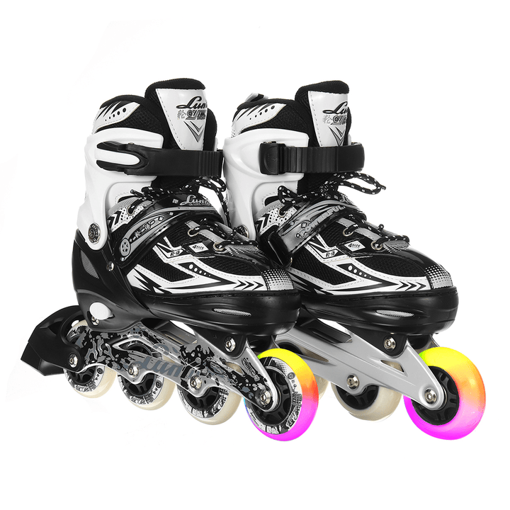 Light-Up Inline Skates for Adults Kids, Beginner Roller Skates 4-Gear Adjustable Roller Blading Breathable Skate Shoes with Illuminating Wheels - MRSLM