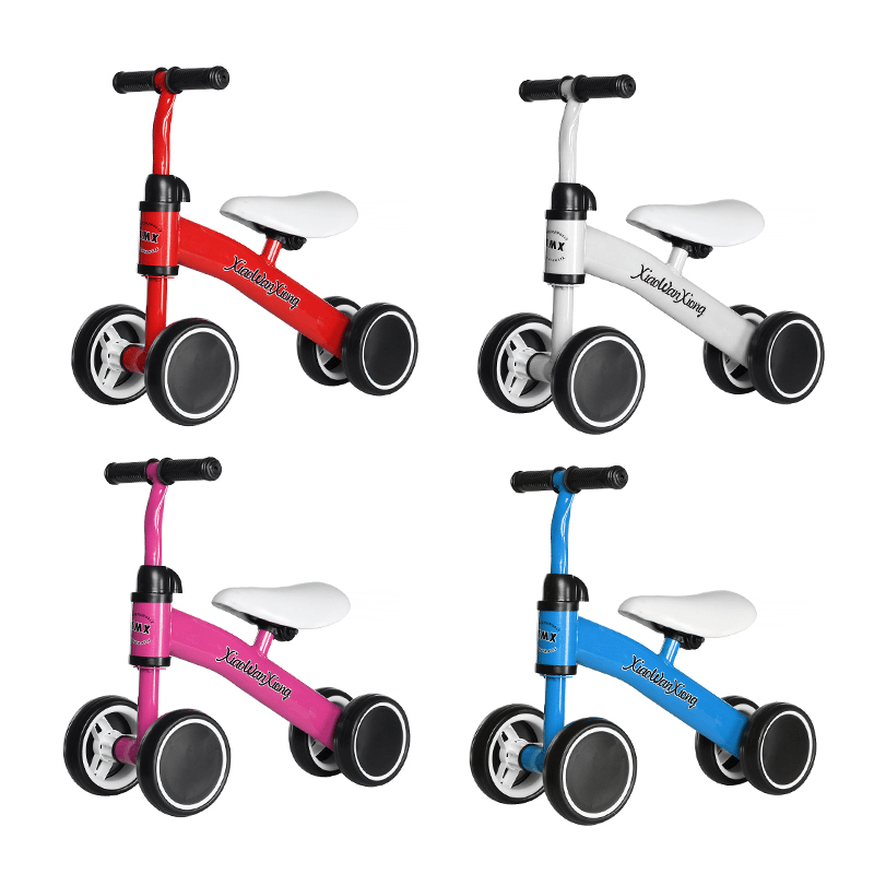 12 Inch 4 Wheels Kids No Pedal Balance Bikes for Aged 1-3 Toddler Children Bicycle with Non-Pneumatic EVA Tires Blance Training - MRSLM