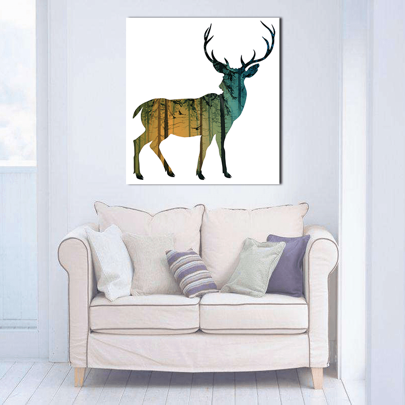 Miico Hand Painted Oil Paintings Simple Style-D Side Face Deer Wall Art for Home Decoration Paintings - MRSLM