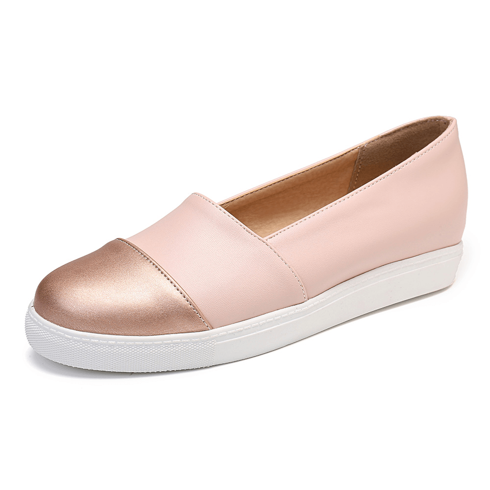 Women Casual Pure Color Stitching Flats - MRSLM