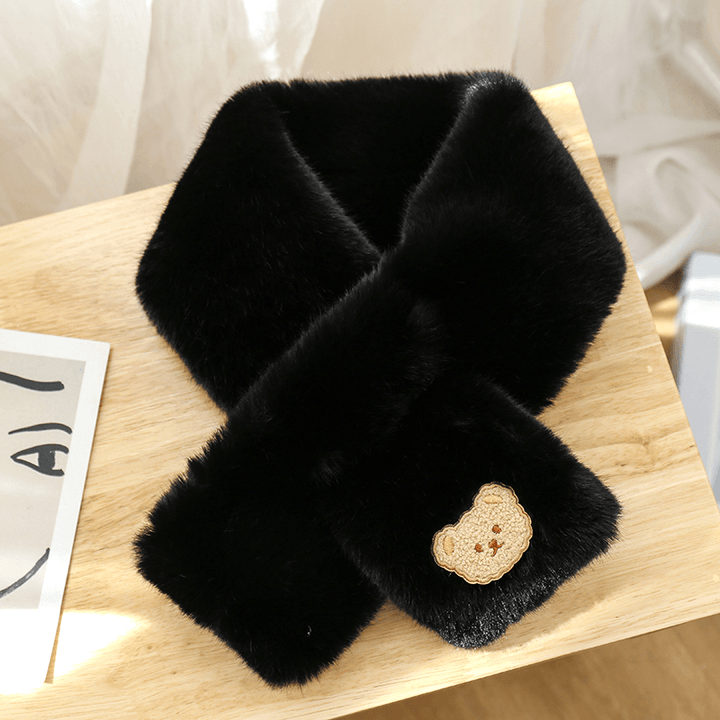 Women'S Winter Korean Style All-Match Plush Bear Scarf - MRSLM