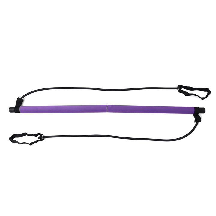 Portable Pilates Bar Kit + Resistance Band Adjustable Exercise Stick Toning Home Gym Workout Equipment - MRSLM