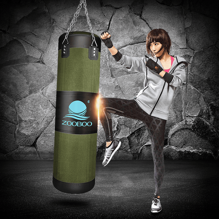 ZOOBOO Upgraded 90/100/120CM PU Leather Hanging Boxing Sandbag Zipper 360 °Rotation High Elastic Foam Fitness Sandbag - MRSLM