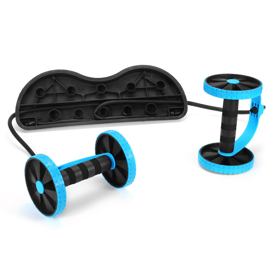 2 in 1 Abdominal Wheel Roller Resistance Bands Fitness Muscle Training Double Wheel Strength Exercise Tools - MRSLM