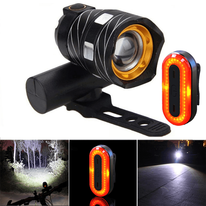 XANES ZL01 800LM T6 Bicycle Light 3 Modes Waterproof and STL03 100LM IPX8 Bicycle Taillight Set - MRSLM