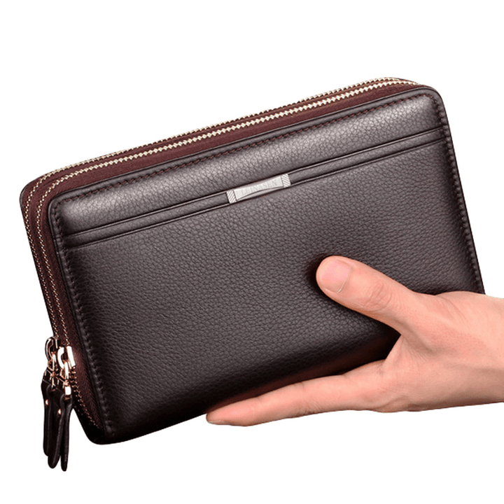 Men Clutch Wallet Waterproof Business Long Zipper Wallet Phone Holder - MRSLM