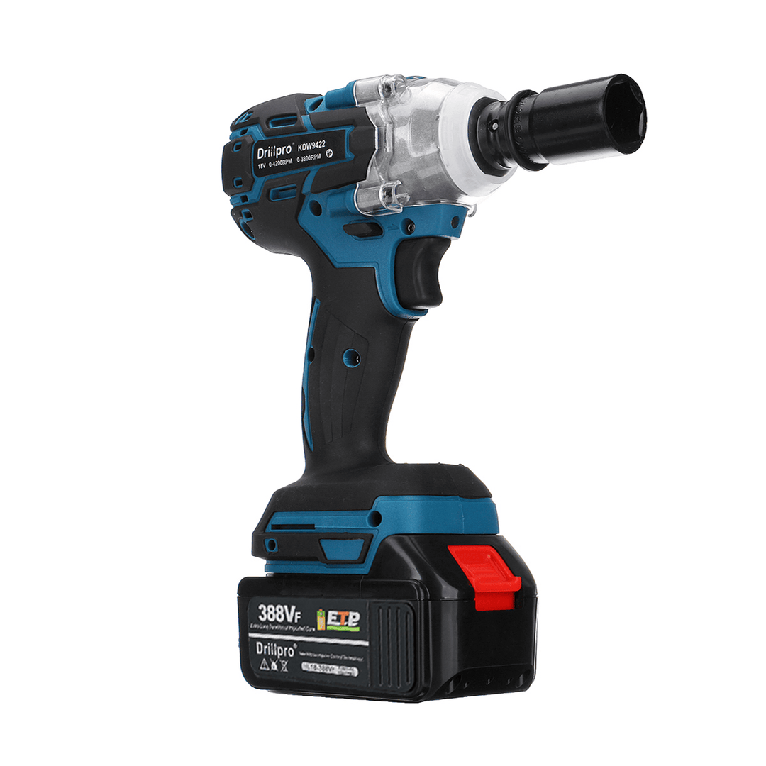 Drillpro 5C 10Xli-Ion Battery Cell Brushless Impact Wrench Electric Wrench Driver 2 Batteries W/ Sleeve Fit Makita - MRSLM