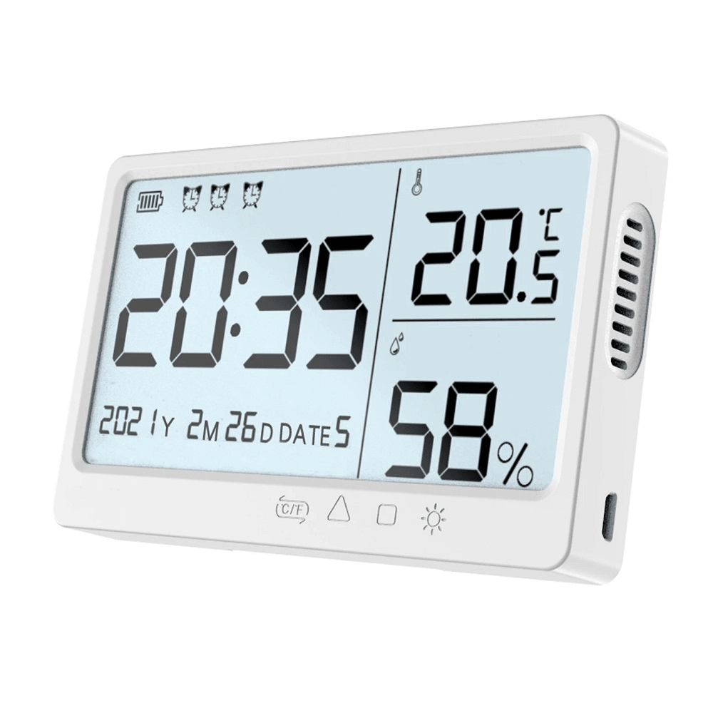 Multifunctional Temperature and Humidity Meter High Precision Thermo-Hygrometer with LCD Screen Backlight - MRSLM