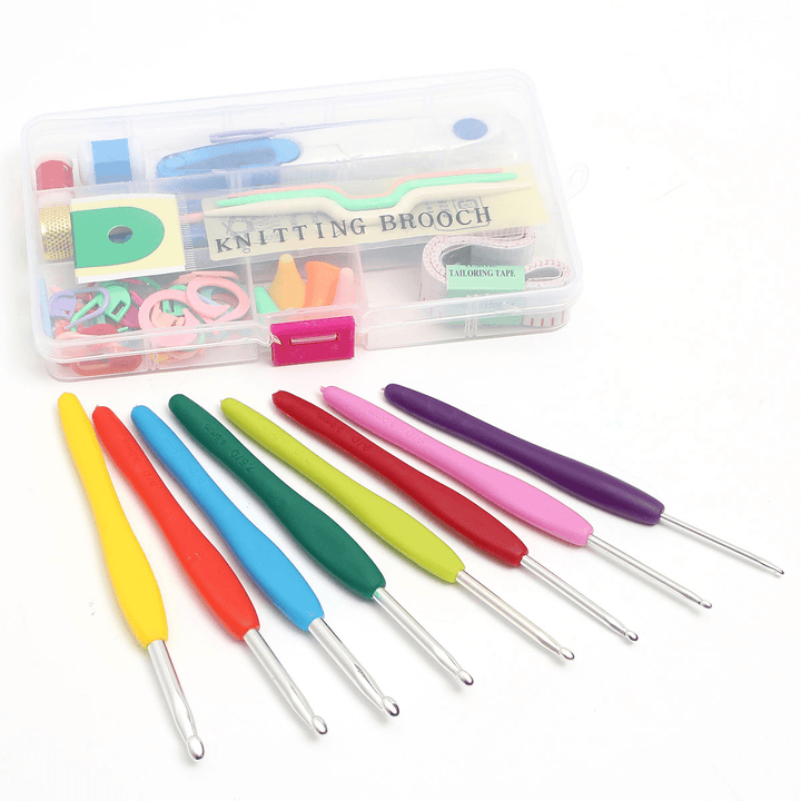 16 Sizes Aluminum Sweater Scarf Hat Crochet Hooks DIY Craft Knitting Needle Kits - MRSLM