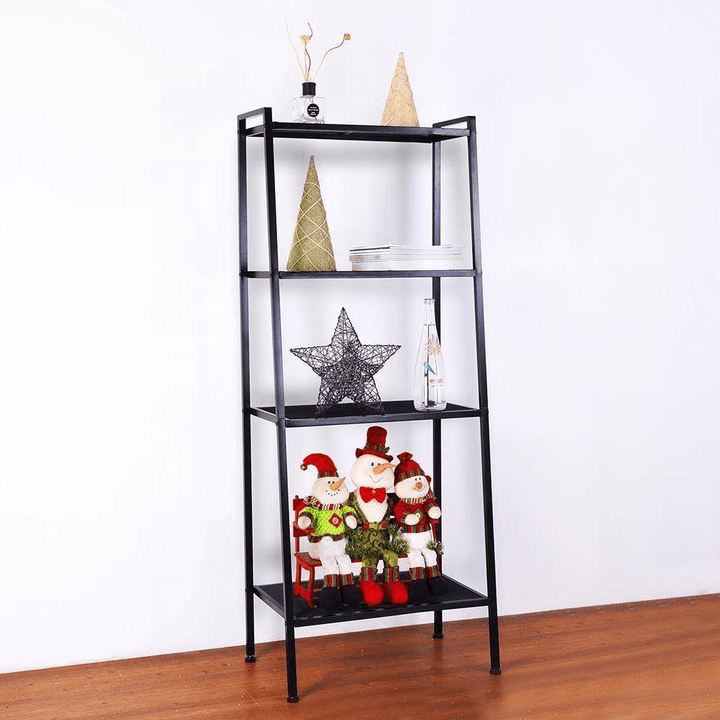 4 Tiers Wall Leaning Ladder Shelf Bookcase Bookshelf Storage Rack Shelves Storage Stand Unit Organizer for Office Home Bedroom Living Room - MRSLM